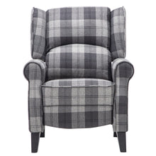 Load image into Gallery viewer, Tartan Upholstered Push Back Recliner Armchair Recliners Living and Home 
