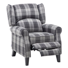 Load image into Gallery viewer, Tartan Upholstered Push Back Recliner Armchair Recliners Living and Home 
