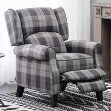 Load image into Gallery viewer, Tartan Upholstered Push Back Recliner Armchair Recliners Living and Home 
