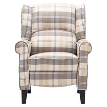 Load image into Gallery viewer, Tartan Upholstered Push Back Recliner Armchair Recliners Living and Home 
