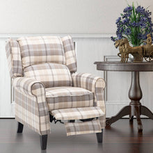 Load image into Gallery viewer, Tartan Upholstered Push Back Recliner Armchair Recliners Living and Home 
