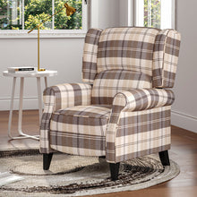 Load image into Gallery viewer, Tartan Reclining Armchair Upholstered Armchair Living and Home Beige 
