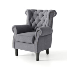 Load image into Gallery viewer, Linen Wingback Scroll Armchair Armchair Living and Home 
