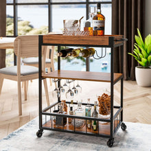 Load image into Gallery viewer, Quality Fir Wood Kitchen RollingTrolley with 3 Tiers Work Shelf Kitchen Trolleys Living and Home W79x D46 x H83 cm 
