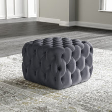 Load image into Gallery viewer, Square Velvet Tufted Cushions Footstool Cocktail Ottoman Pouf Footstool Living and Home Grey Small 
