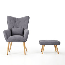 Load image into Gallery viewer, Velvet Wingback Lounge Armchair and Footstool WingbackChair and Footstool Living and Home 
