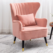 Load image into Gallery viewer, Velvet Wingback Armchair With Cushion Wingback Chairs Living and Home Yellow 
