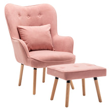 Load image into Gallery viewer, Upholstered Wingback Armchair with Footrest and Cushion
