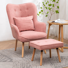 Load image into Gallery viewer, Upholstered Wingback Armchair with Footrest and Cushion
