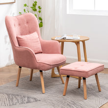 Load image into Gallery viewer, Upholstered Wingback Armchair with Footrest and Cushion
