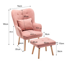 Load image into Gallery viewer, Upholstered Wingback Armchair with Footrest and Cushion
