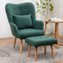 Load image into Gallery viewer, Upholstered Wingback Armchair with Footrest and Cushion
