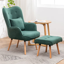 Load image into Gallery viewer, Upholstered Wingback Armchair with Footrest and Cushion
