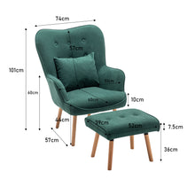Load image into Gallery viewer, Upholstered Wingback Armchair with Footrest and Cushion
