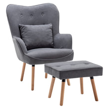 Load image into Gallery viewer, Upholstered Wingback Armchair with Footrest and Cushion
