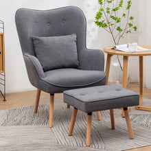 Load image into Gallery viewer, Upholstered Wingback Armchair with Footrest and Cushion

