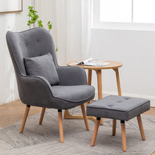 Load image into Gallery viewer, Upholstered Wingback Armchair with Footrest and Cushion

