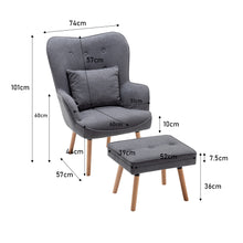 Load image into Gallery viewer, Upholstered Wingback Armchair with Footrest and Cushion
