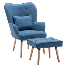 Load image into Gallery viewer, Upholstered Wingback Armchair with Footrest and Cushion
