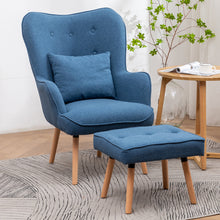 Load image into Gallery viewer, Upholstered Wingback Armchair with Footrest and Cushion

