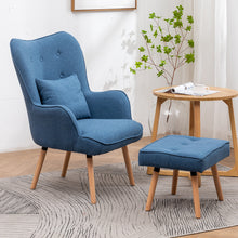 Load image into Gallery viewer, Upholstered Wingback Armchair with Footrest and Cushion
