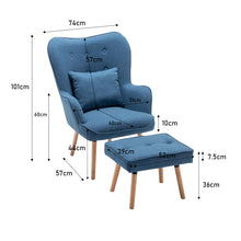Load image into Gallery viewer, Upholstered Wingback Armchair with Footrest and Cushion
