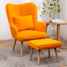 Load image into Gallery viewer, Upholstered Wingback Armchair with Footrest and Cushion
