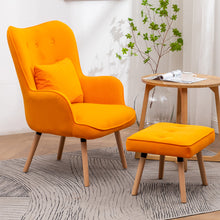 Load image into Gallery viewer, Upholstered Wingback Armchair with Footrest and Cushion
