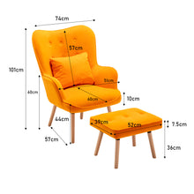 Load image into Gallery viewer, Upholstered Wingback Armchair with Footrest and Cushion
