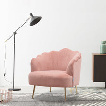 Load image into Gallery viewer, Frosted Velvet Shell Accent Chair Large Size Shell Back Chairs Living and Home Pink 
