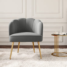 Load image into Gallery viewer, 82cm Height Soft Frosted Velvet Accent Chair with A Lot Of Colour Options Shell Back Chairs Living and Home Grey 

