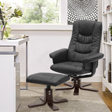 Load image into Gallery viewer, PU Leather Swivel Chair Recliner Armchair with Footstool Recliners Living and Home 
