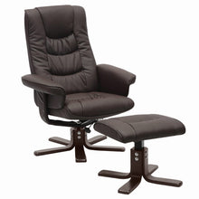Load image into Gallery viewer, PU Leather Swivel Recliner Chair Armchair with Footstool Recliners Living and Home 
