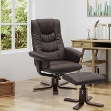 Load image into Gallery viewer, PU Leather Swivel Recliner Chair Armchair with Footstool Recliners Living and Home 
