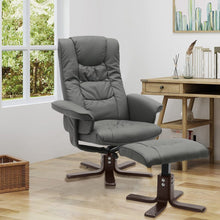 Load image into Gallery viewer, PU Leather Swivel Recliner Chair Armchair with Footstool Recliners Living and Home 
