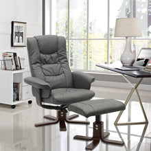 Load image into Gallery viewer, PU Leather Swivel Recliner Chair Armchair with Footstool Recliners Living and Home 
