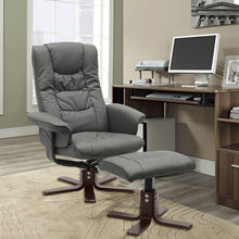 Load image into Gallery viewer, PU Leather Swivel Recliner Chair Armchair with Footstool Recliners Living and Home Grey 
