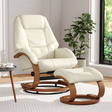 Load image into Gallery viewer, High Back PU Leather Recliner Armchair with Footstool Armchairs Living and Home Beige 
