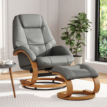 Load image into Gallery viewer, High Back PU Leather Recliner Armchair with Footstool Armchairs Living and Home Grey 
