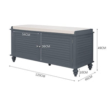 Load image into Gallery viewer, 120cm Wide Wooden Shutter Door Shoe Cabinet Storage Bench Storage Footstools &amp; Benches Living and Home 
