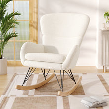 Load image into Gallery viewer, Modern Faux Wool Rocking Chair Upholstered Beige,JM2094

