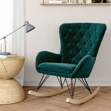 Load image into Gallery viewer, Living Room Rocking Chair Velvet Padded Seat Lounge Chair Armchairs Living and Home Green 
