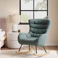 Load image into Gallery viewer, Fabric Upholstered Rocking Chair Super Soft Nordic Wooden Armchair Armchairs Living and Home 
