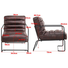 Load image into Gallery viewer, Retro Style PU leather Upholstered Armchair Metal Base Lounge Chair Lounge Chairs Living and Home 
