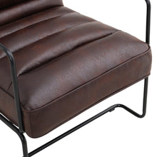 Load image into Gallery viewer, Retro Style PU leather Upholstered Armchair Metal Base Lounge Chair Lounge Chairs Living and Home 
