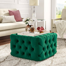 Load image into Gallery viewer, Velvet Square Footstool Living Room Sponge Footstool Coffee Table Footstools Living and Home 62cm W Green 
