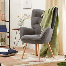 Load image into Gallery viewer, Multicolor Linen Upholstered Accent Chair with Wood Legs Wingback Chairs Living and Home 

