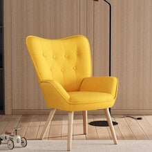 Load image into Gallery viewer, Multicolor Linen Upholstered Accent Chair with Wood Legs Wingback Chairs Living and Home Yellow 
