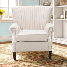 Load image into Gallery viewer, Deep Cushioned Armchair Channel Accent Chair with Nailhead Trim Wingback Chairs Living and Home 
