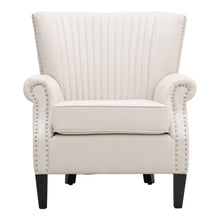 Load image into Gallery viewer, Deep Cushioned Armchair Channel Accent Chair with Nailhead Trim Wingback Chairs Living and Home 
